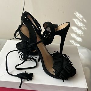 Black tie up sandals